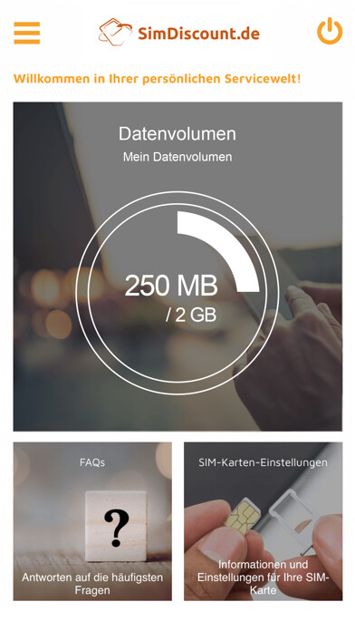 Emulate iPhone app SimDiscount.de Servicewelt using MyAndroid