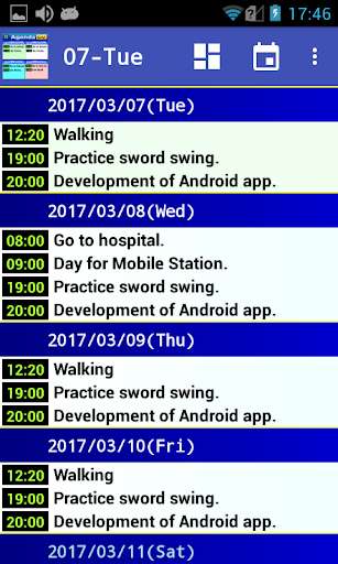 Emulate Android APK Simple 8 days schedule viewer. Emulate Android APK Simple 8 days schedule viewer.