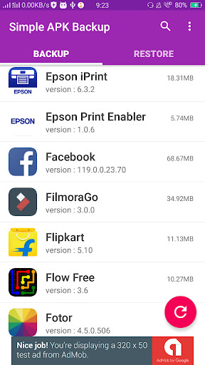 Run android online APK Simple  Backup from MyAndroid or emulate Simple  Backup using MyAndroid