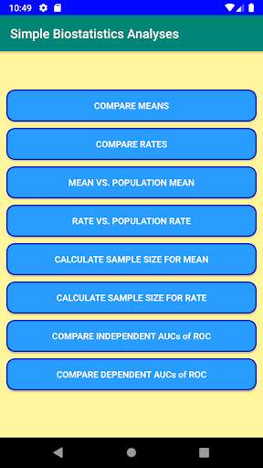 Run android online APK Simple Biostatistics Analyses from MyAndroid or emulate Simple Biostatistics Analyses using MyAndroid