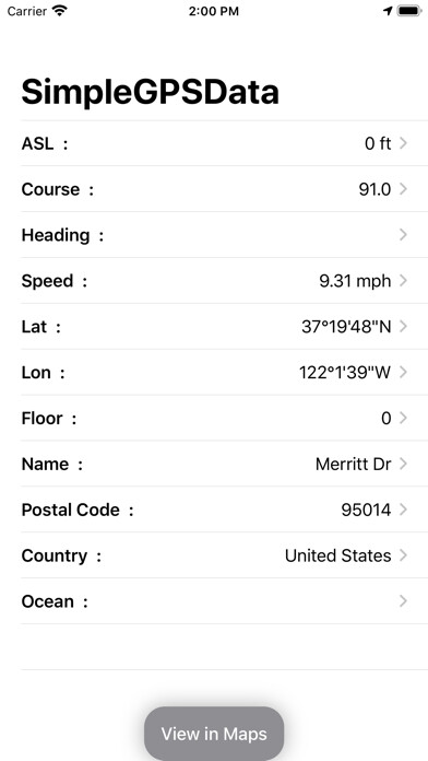 Emulate iPhone app SimpleGPSData using MyAndroid