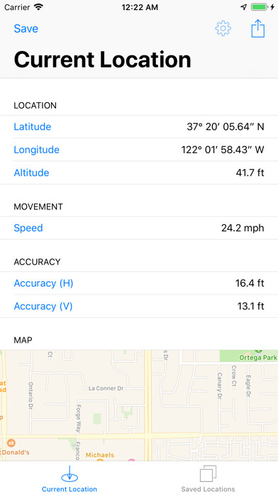 Emulate iPhone app Simple GPS logger using MyAndroid