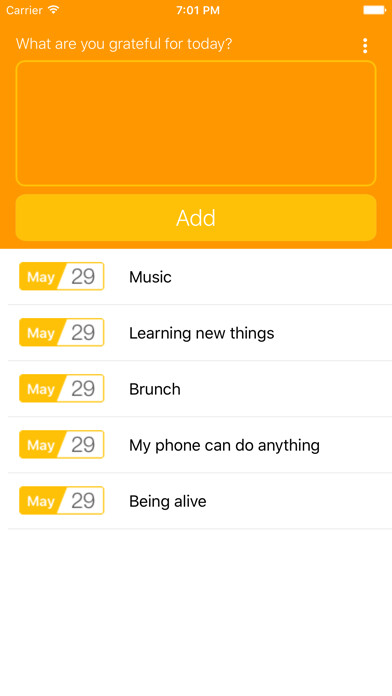 Emulate iPhone app Simple Gratitude Journal using MyAndroid