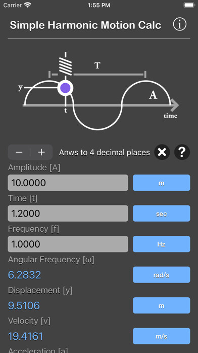 Emulate iPhone app Simple Harmonic Motion Calc using MyAndroid Emulate iPhone app Simple Harmonic Motion Calc using MyAndroid