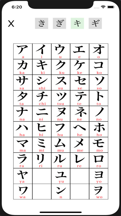 Emulate iPhone app Simple Kana Drills using MyAndroid