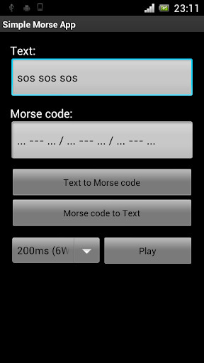 Run android online APK Simple Morse App from MyAndroid or emulate Simple Morse App using MyAndroid