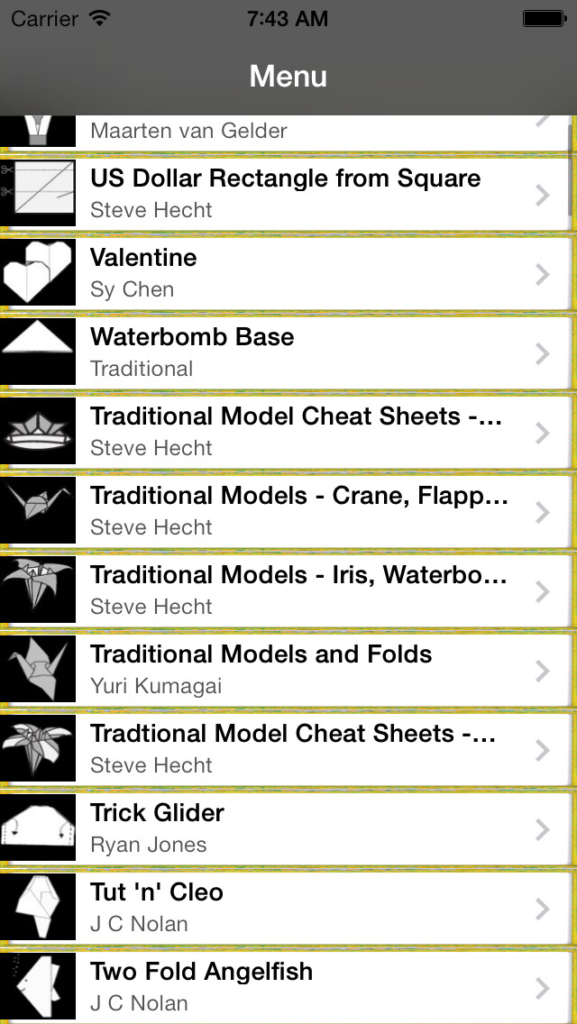 Emulate iPhone app Simple Origami 