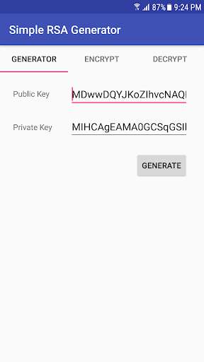 Run android online APK Simple RSA Generator from MyAndroid or emulate Simple RSA Generator using MyAndroid Run android online APK Simple RSA Generator from MyAndroid or emulate Simple RSA Generator using MyAndroid