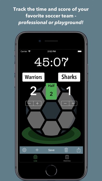 Emulate iPhone app Simple Soccer Scoreboard using MyAndroid
