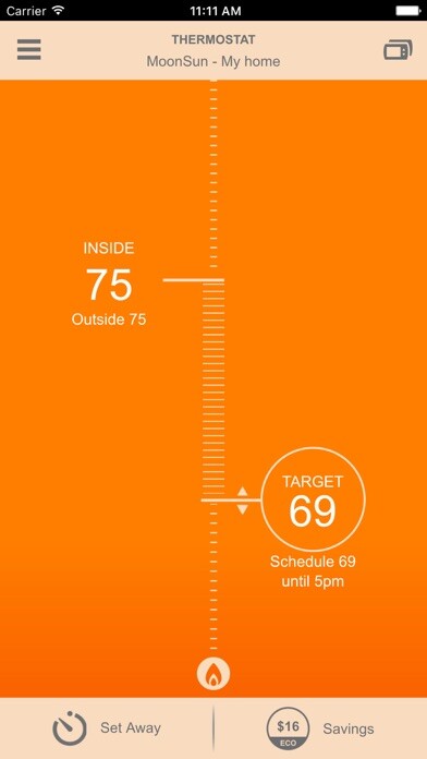 Emulate iPhone app Simple Thermostat using MyAndroid
