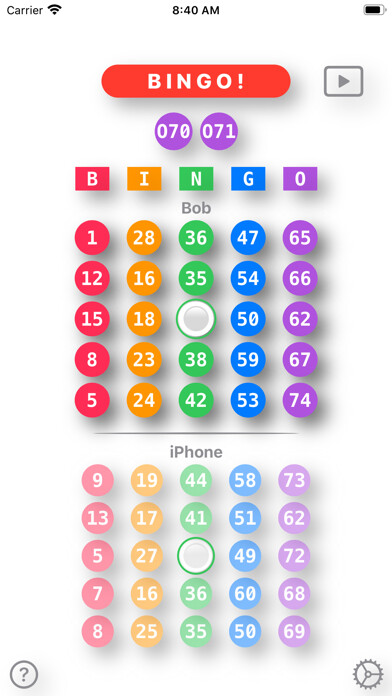 Emulate iPhone app Simply BINGO! using MyAndroid