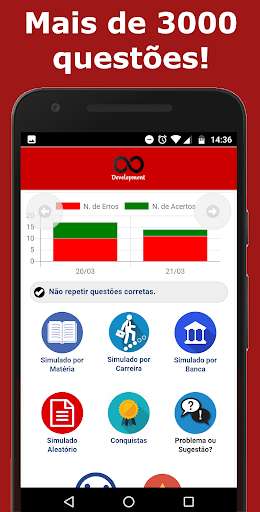 Emulate Android APK Simulado TRT Concursos