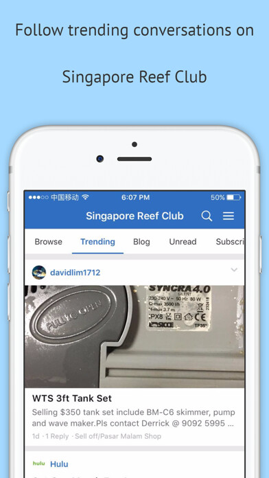 Emulate iPhone app Singapore Reef Club Forum using MyAndroid