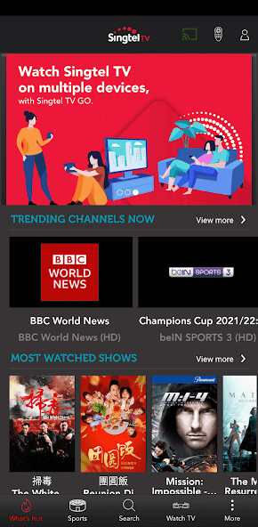 Run android online APK Singtel TV GO from MyAndroid or emulate Singtel TV GO using MyAndroid