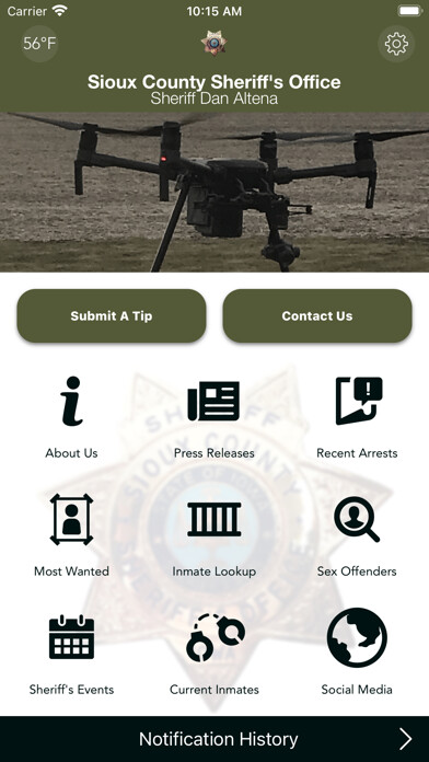 Emulate iPhone app Sioux County Sheriff using MyAndroid