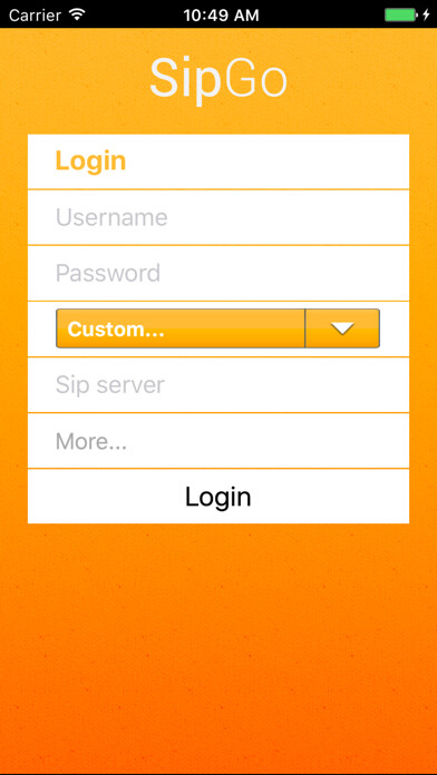 Emulate iPhone app SipGo - Sip Dialer using MyAndroid