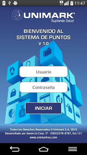 Run android online APK Sistema de Puntos UNIMARK from MyAndroid or emulate Sistema de Puntos UNIMARK using MyAndroid