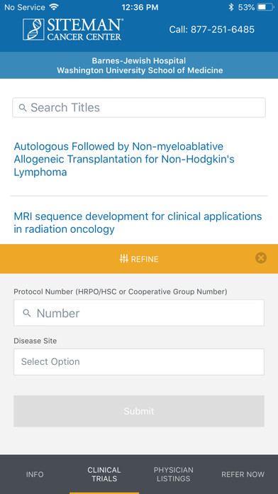 Emulate iPhone app Siteman Cancer Center MD using MyAndroid Emulate iPhone app Siteman Cancer Center MD using MyAndroid