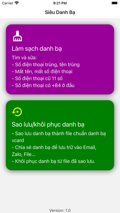 Emulate iPhone app Siêu Danh Bạ using MyAndroid