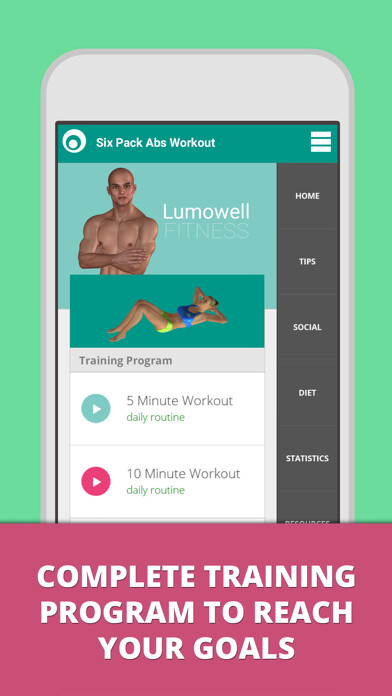 Emulate iPhone app Six Pack Abs Workout using MyAndroid