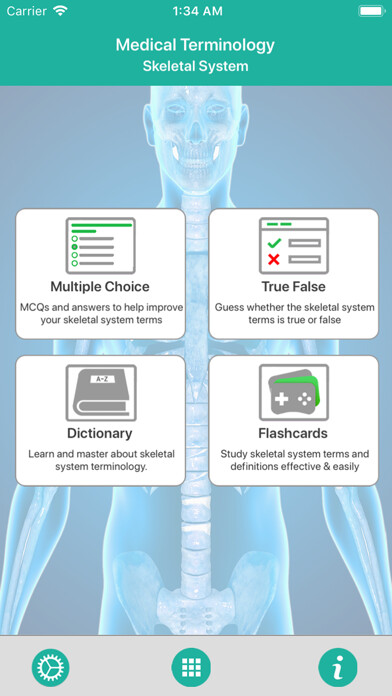 Emulate iPhone app Skeletal System Medical Terms using MyAndroid