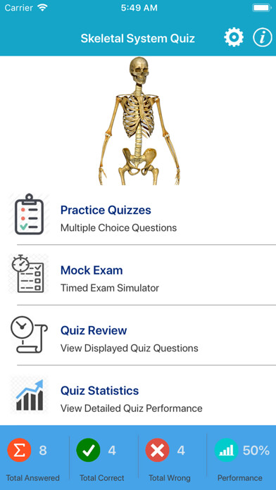 Emulate iPhone app Skeletal System Quizzes using MyAndroid Emulate iPhone app Skeletal System Quizzes using MyAndroid