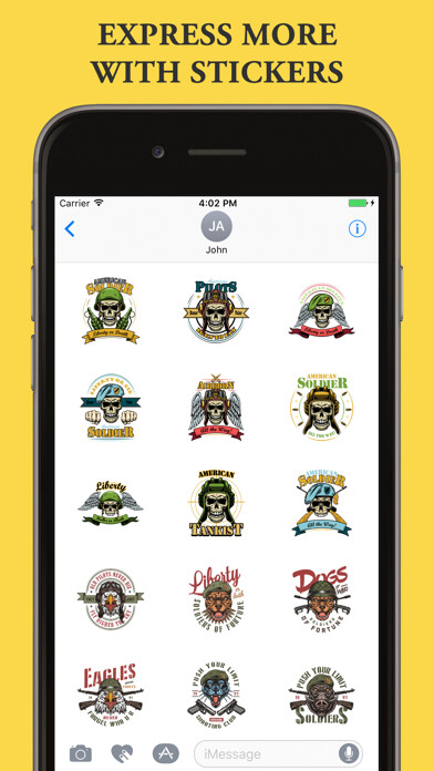 Emulate iPhone app Skeleton Army Stickers using MyAndroid