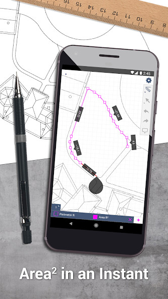 Emulate iPhone app SketchAndCalc Area Calculator using MyAndroid
