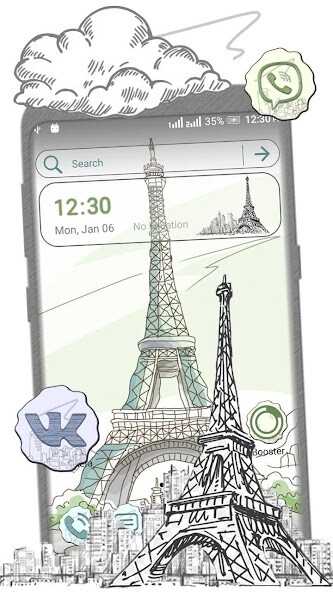 Run android online APK Sketch Eiffel Tower Theme from MyAndroid or emulate Sketch Eiffel Tower Theme using MyAndroid