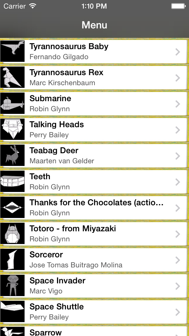 Emulate iPhone app Skilled Origami 