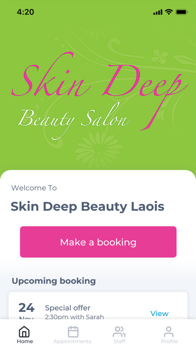 Emulate iPhone app Skin Deep Beauty Laois using MyAndroid