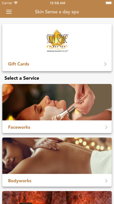 Emulate iPhone app Skin Sense, a day spa using MyAndroid Emulate iPhone app Skin Sense, a day spa using MyAndroid