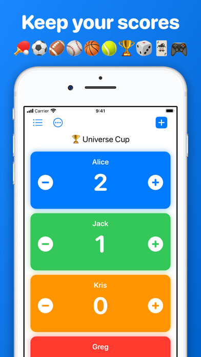 Emulate iPhone app Skores: Game Night Leaderboard using MyAndroid