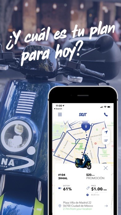 Emulate iPhone app SKUT - Scooters Compartidos using MyAndroid