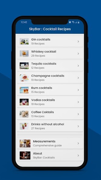 Run android online APK SkyBar - Cocktail Recipes from MyAndroid or emulate SkyBar - Cocktail Recipes using MyAndroid