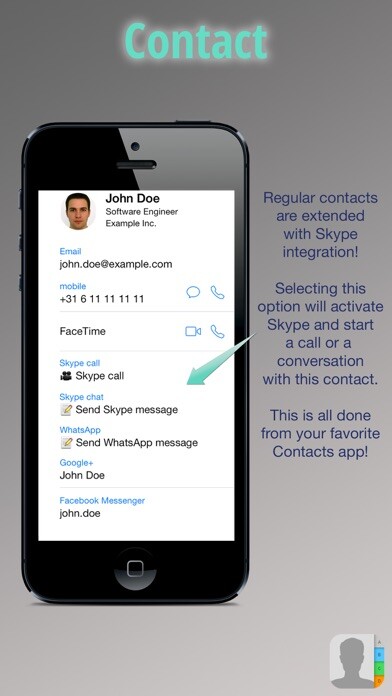 Emulate iPhone app Sky Contacts - Start Skype calls and send Skype messages from your contacts using MyAndroid