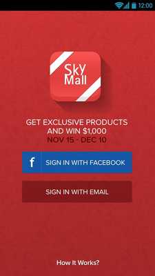 Emulate Android APK SkyMall 25 Days Sweepstakes