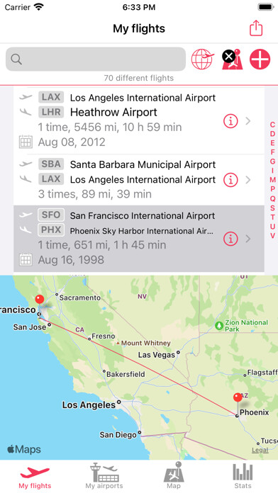 Emulate iPhone app SkyTripLogger using MyAndroid
