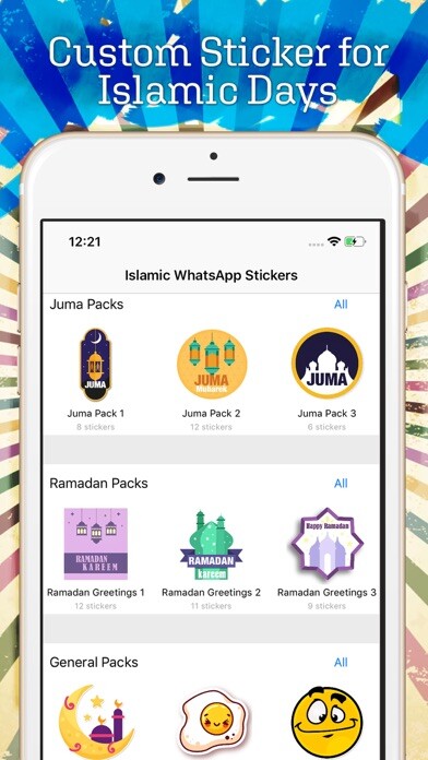 Emulate iPhone app İslamic Stickers, WaStickerApp using MyAndroid
