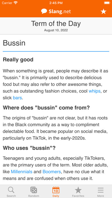 Emulate iPhone app Slang Dictionary using MyAndroid