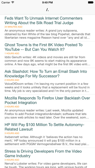 Emulate iPhone app Slashdot reader using MyAndroid