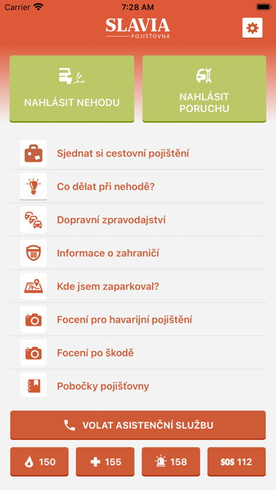 Emulate iPhone app Slavia Pojišťovna using MyAndroid