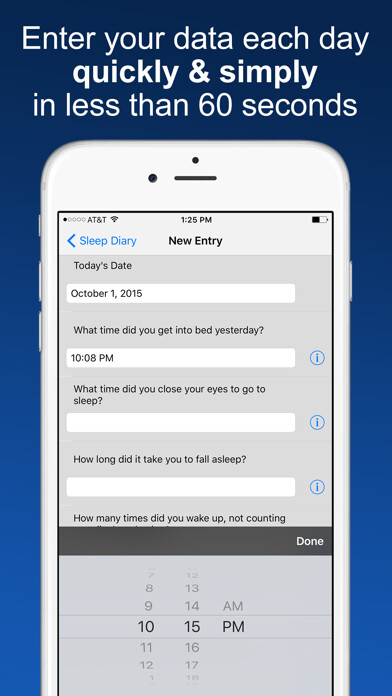 Emulate iPhone app Sleep Diary with data export using MyAndroid