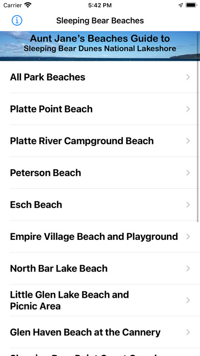 Emulate iPhone app Sleeping Bear Beaches using MyAndroid