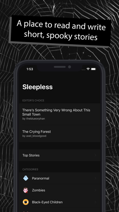 Emulate iPhone app Sleepless - Spooky Stories using MyAndroid