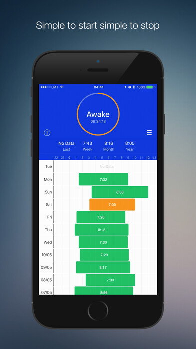 Emulate iPhone app SleepTrack - Your Sleep Log using MyAndroid
