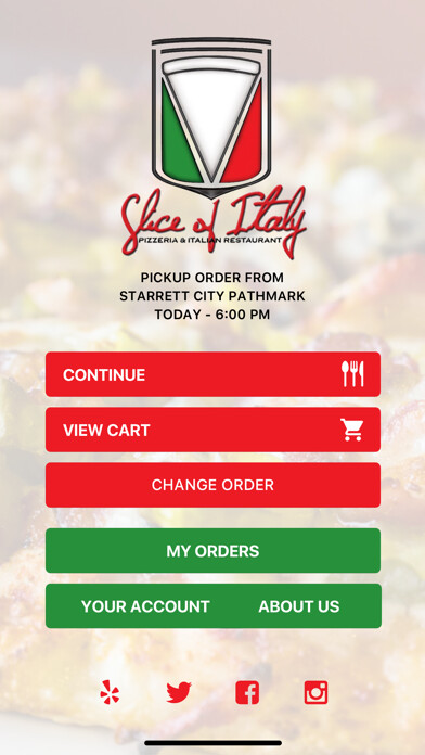 Emulate iPhone app Slice Of Italy - Order Online using MyAndroid