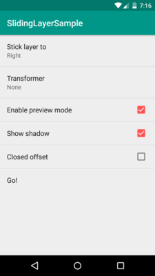 Emulate Android APK SlidingLayer Demo