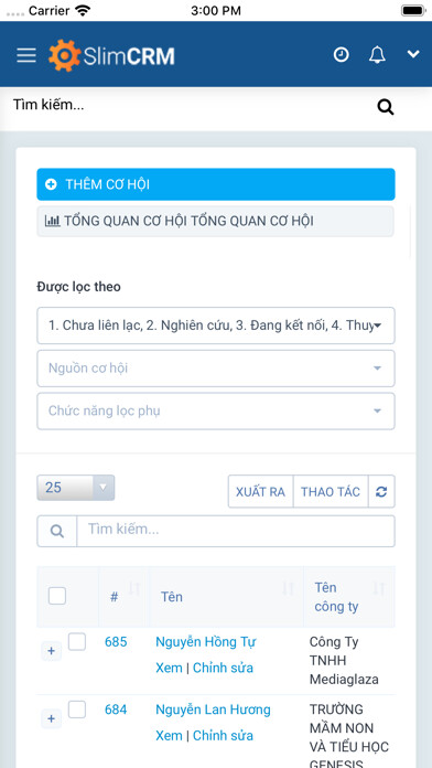 Emulate iPhone app SlimCRM using MyAndroid