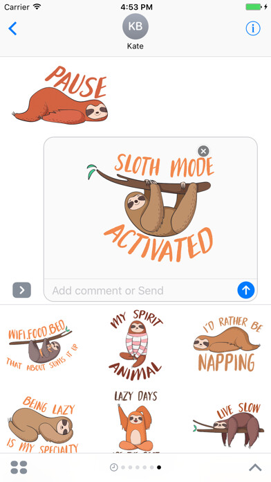 Emulate iPhone app Sloth Emoji and Stickers using MyAndroid